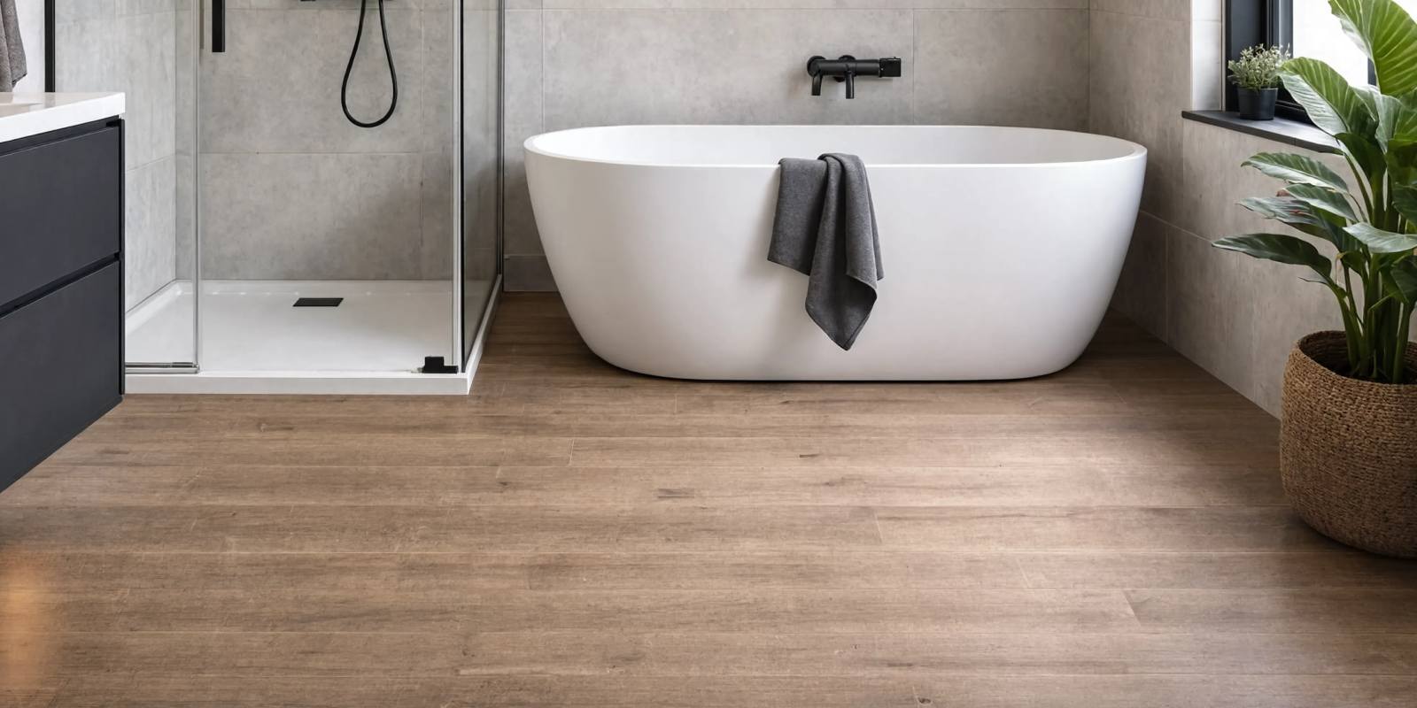 schöner Vinylboden im Badezimmer