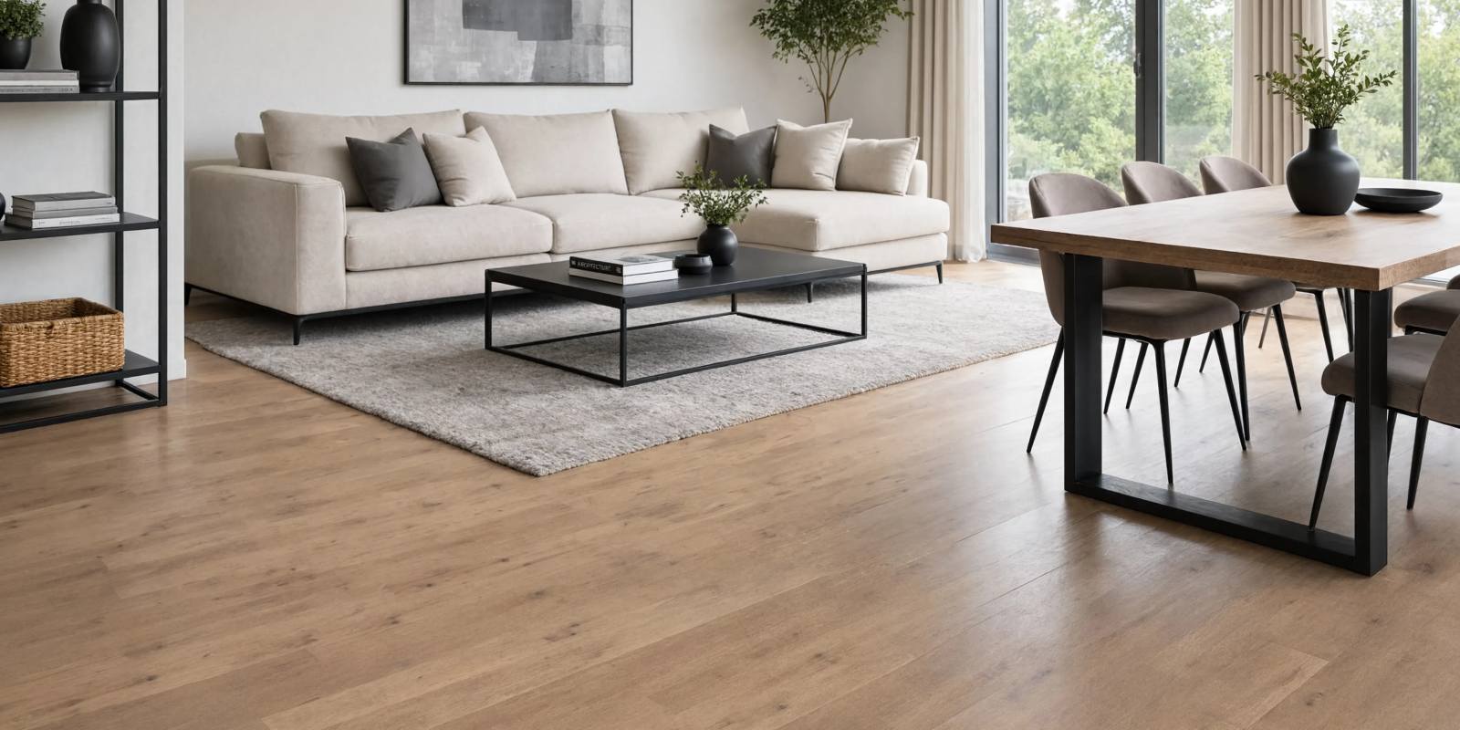 verlegter Laminatboden in einem wohnzimmer
